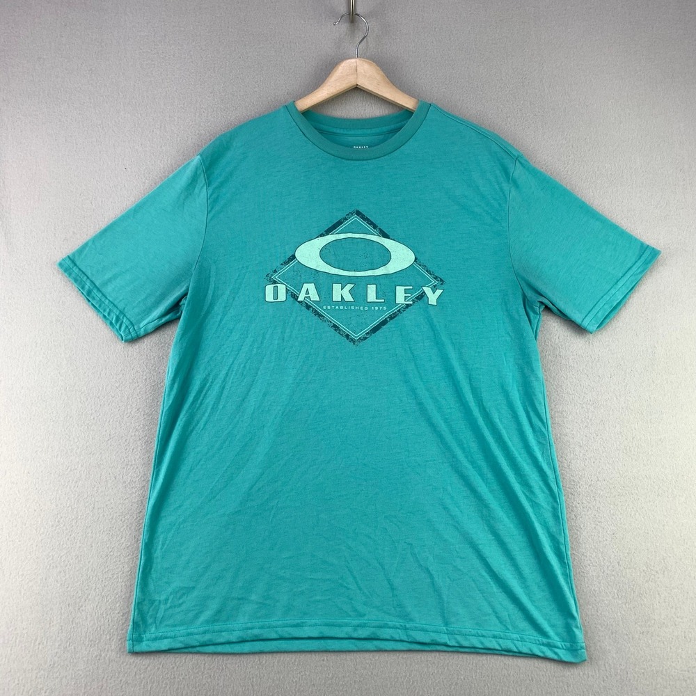 Oakley Hydrolix T-Shirt Mens Medium Teal Logo Graphic Performance Tee